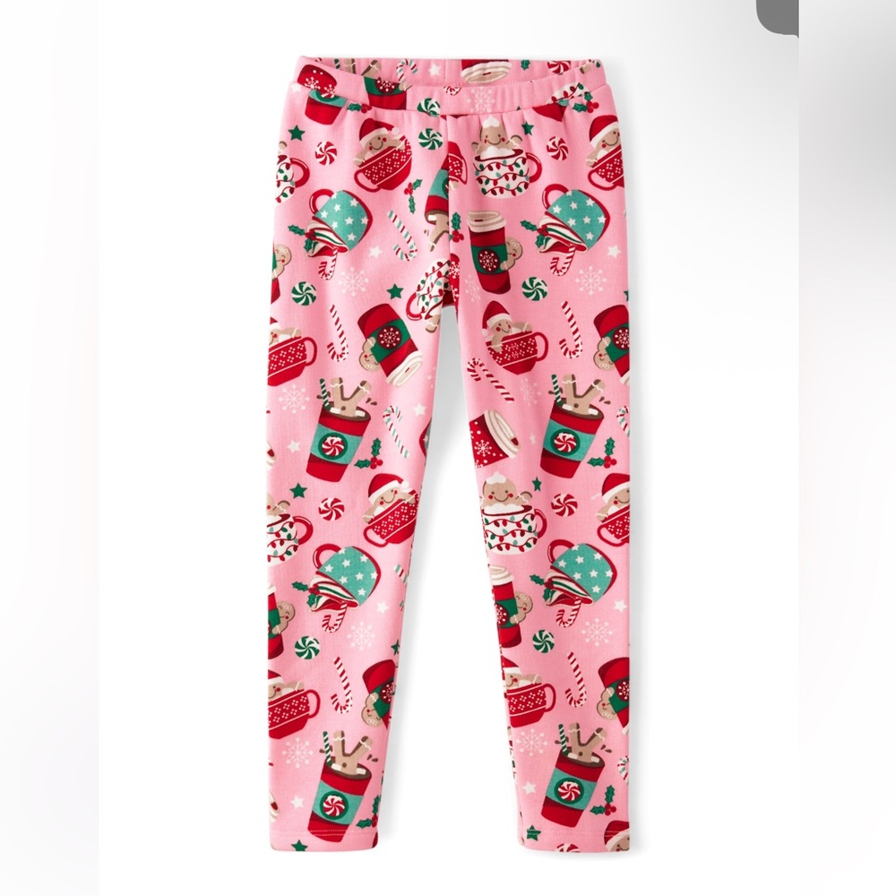The Children's Place Girls Christmas Fleece Leggings Pink 10/12 NWT